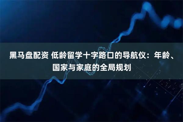 黑马盘配资 低龄留学十字路口的导航仪：年龄、国家与家庭的全局规划